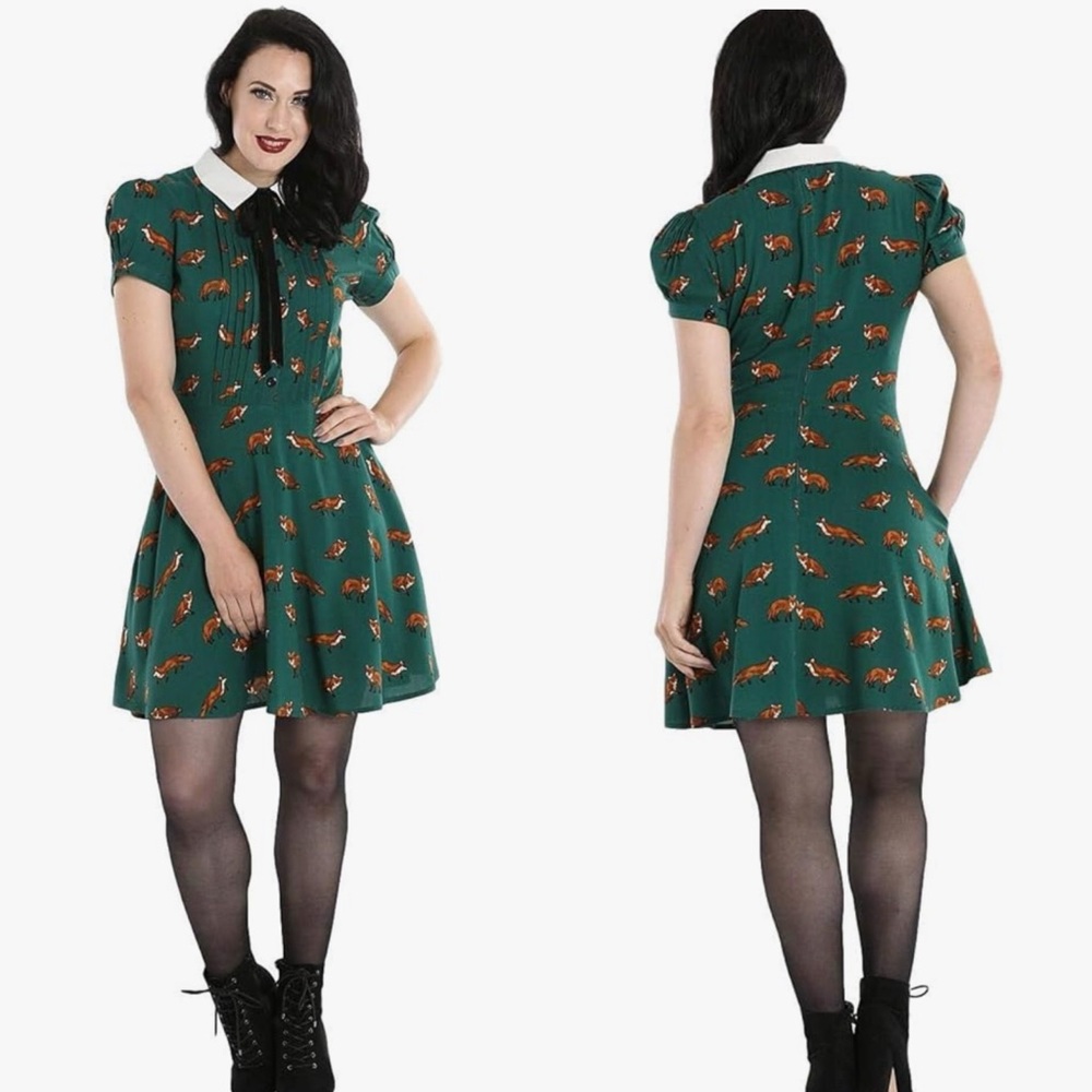 Hell Bunny Green Dress with Fox Print